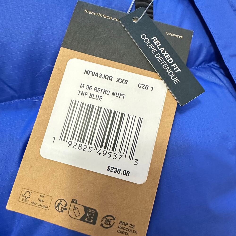 Mens The North Face 96 Retro Nuptse 700-Down Puffer Vest Black Blue XXS NWT - Picture 6 of 9